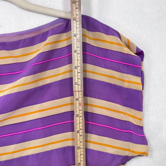 Chic Striped Midi Dress in Purple and Gold - Picture 10 of 16